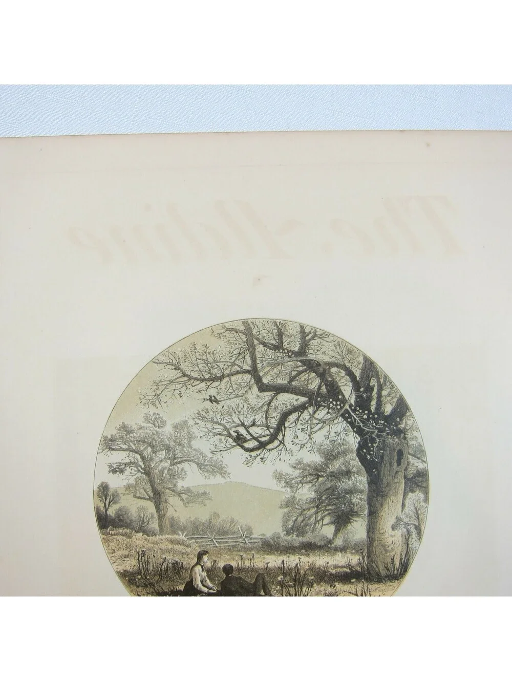 Antique 1870s Engraving Print The Aldine Summer Farm Grain Harvest Stream & Poem